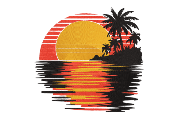 Tropical Summer Beach Sunset Embroidery Review